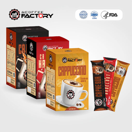 Combo 3 hộp sản phẩm Cà Phê Sữa - Cà Phê Sữa vị Hazelnut - Cà Phê Cappuccino Hòa Tan kèm 3 gói