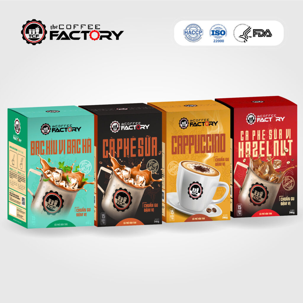 Combo 4 hộp cà phê hòa tan khác loại - Cà Phê Sữa vị Hazelnut - Cà Phê Sữa - Bạc Xỉu Bạc Hà Hòa Tan